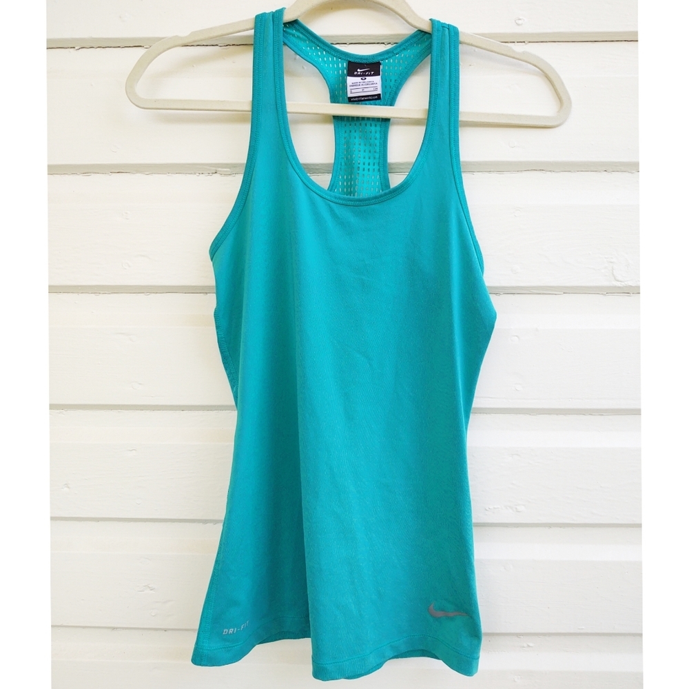 Nike HyperCool Racerback Tank Teal Mesh Back Small - Picture 2 of 8